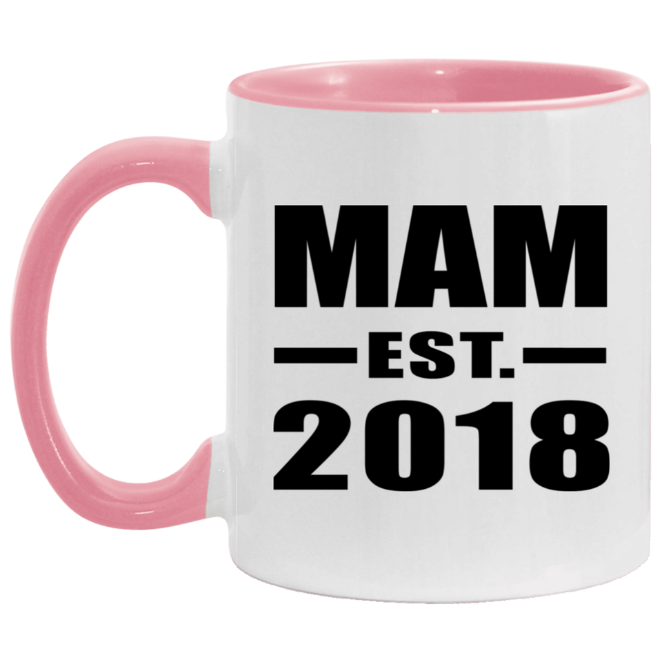 Mam Established EST. 2018 - 11oz Accent Mug Pink