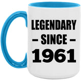 63rd Birthday Legendary Since 1961 - 15oz Accent Mug Blue