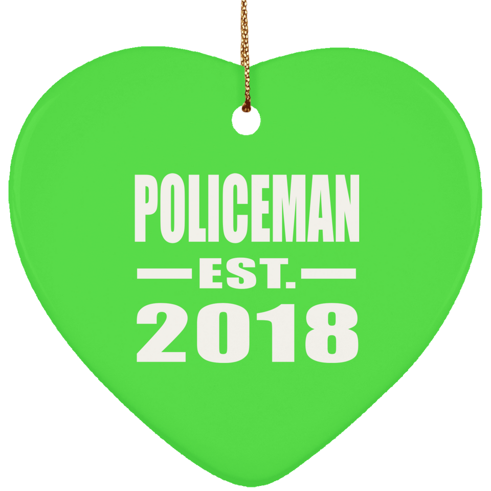 Policeman Established EST. 2018 - Heart Ornament