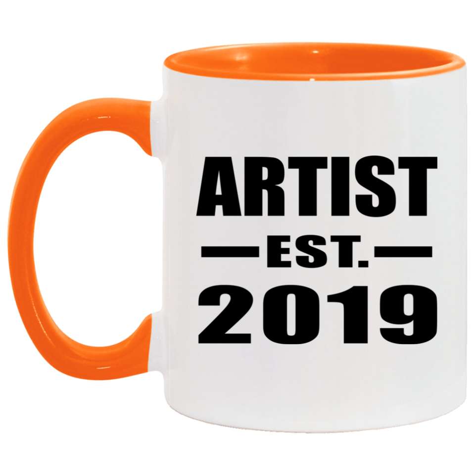 Artist Established EST. 2019 - 11oz Accent Mug Orange