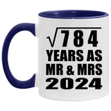 28th Anniversary Square Root of 784 Years As Mr & Mrs 2024 - 11oz Accent Mug Purple