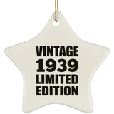 85th Birthday Vintage 1939 Limited Edition - Star Ornament