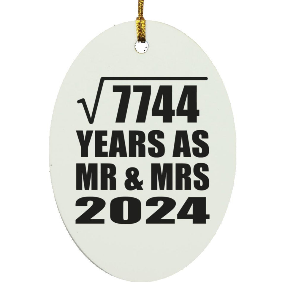 88th Anniversary Square Root of 7744 Years As Mr & Mrs 2024 - Oval Ornament