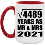 67th Anniversary Square Root of 4489 Years As Mr & Mrs 2021 - 15oz Accent Mug Red