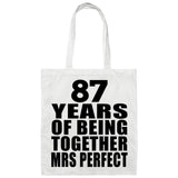87th Anniversary 87 Years Of Being Mrs Perfect - Tote Bag White
