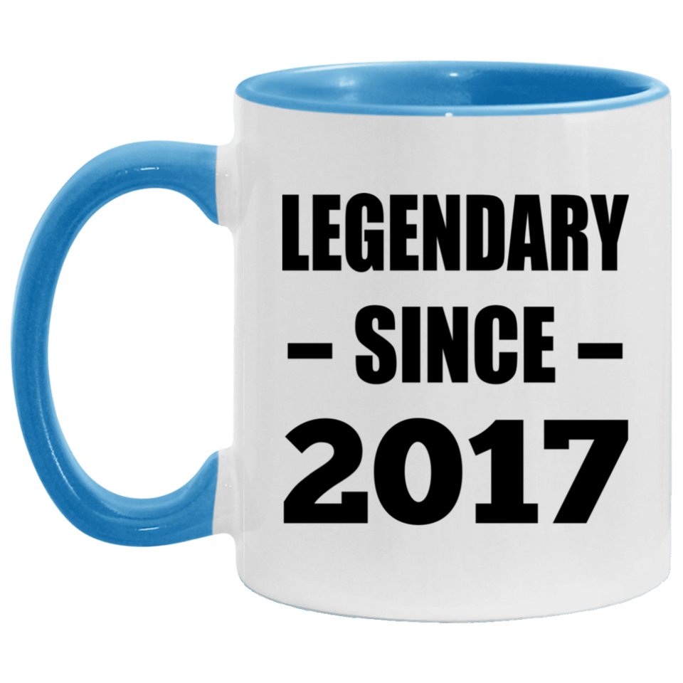 7th Birthday Legendary Since 2017 - 11oz Accent Mug Blue