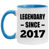 7th Birthday Legendary Since 2017 - 11oz Accent Mug Blue
