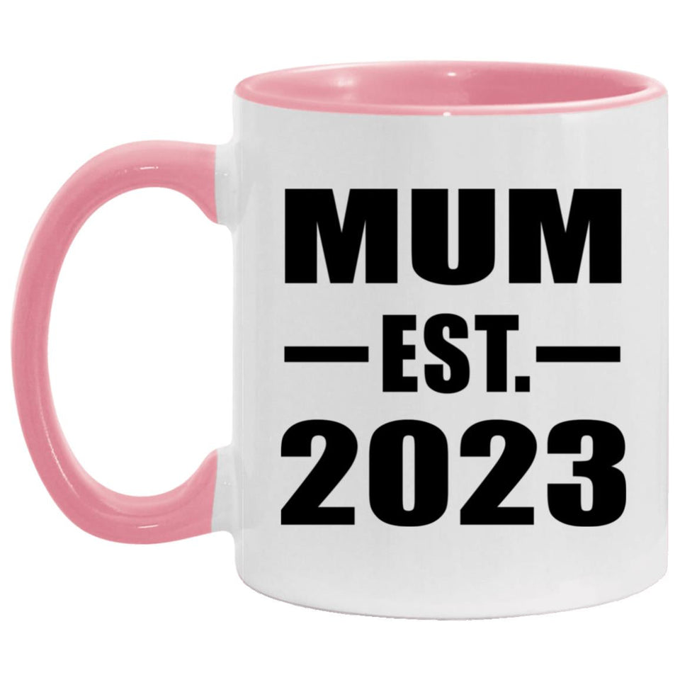 Mum Established EST. 2023 - 11oz Accent Mug Pink