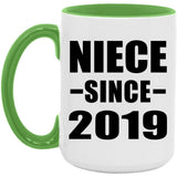 Niece Since 2019 - 15oz Accent Mug Green