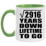 54th Anniversary Square Root of 2916 Years Lifetime To Go - 11oz Accent Mug Green