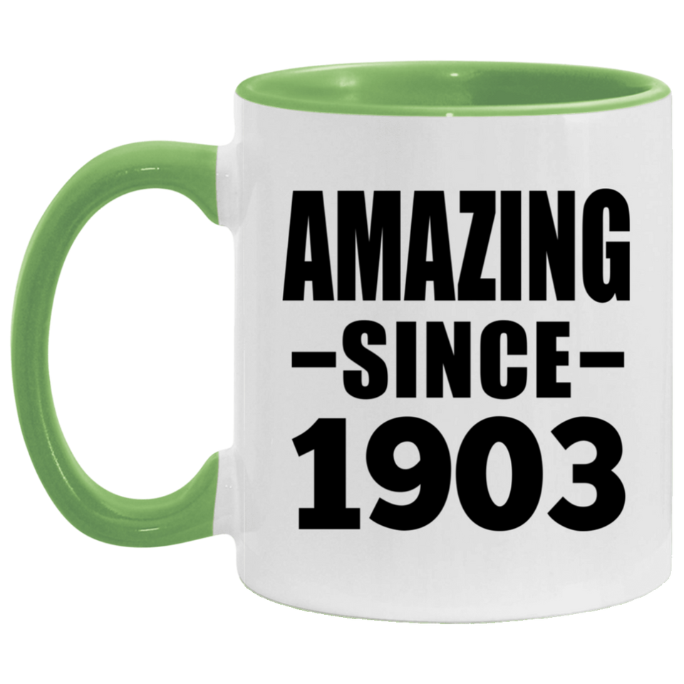 121st Birthday Amazing Since 1903 - 11oz Accent Mug Green