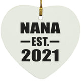 Nana Established EST. 2021 - Heart Ornament