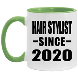 Hair Stylist Since 2020 - 11oz Accent Mug Green