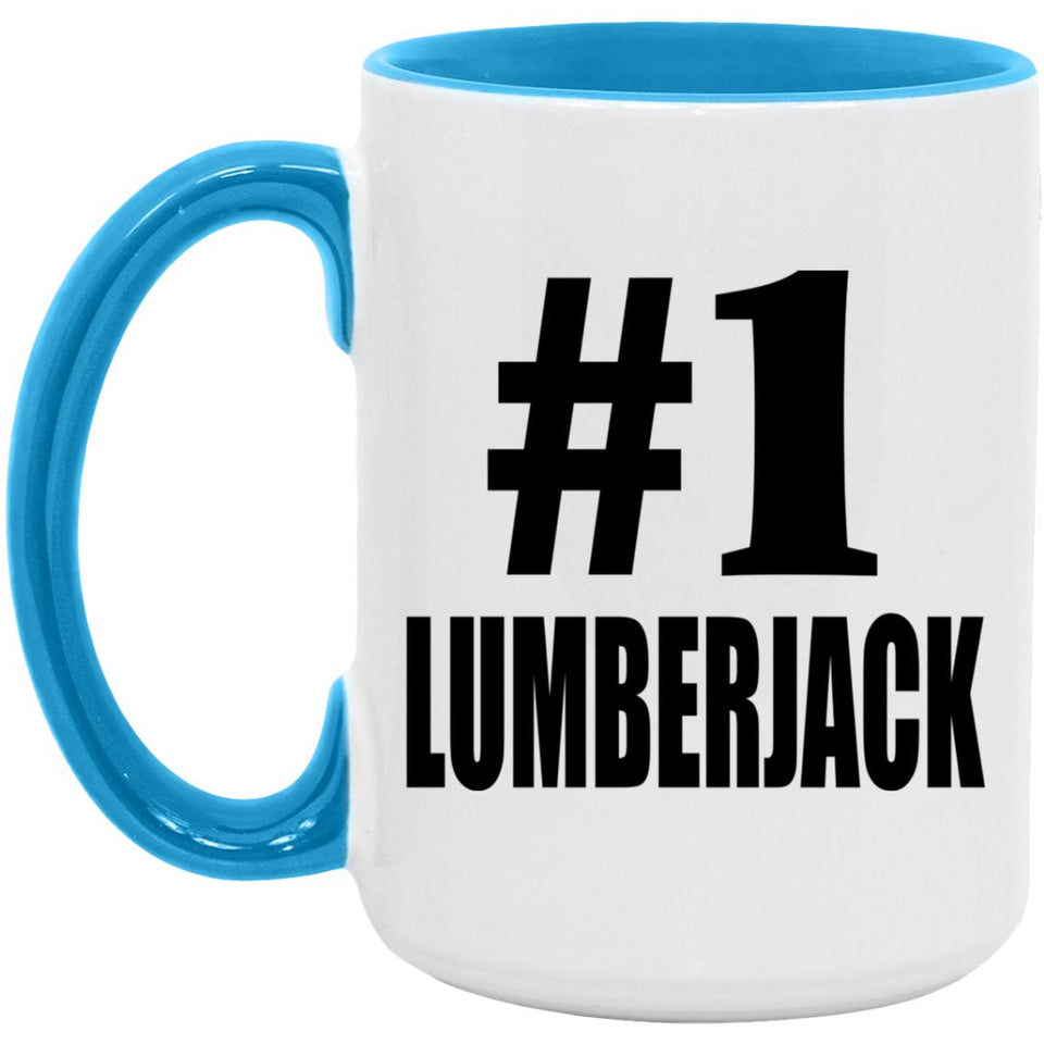 Number One #1 Lumberjack - 15oz Accent Mug Blue