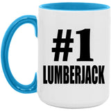 Number One #1 Lumberjack - 15oz Accent Mug Blue