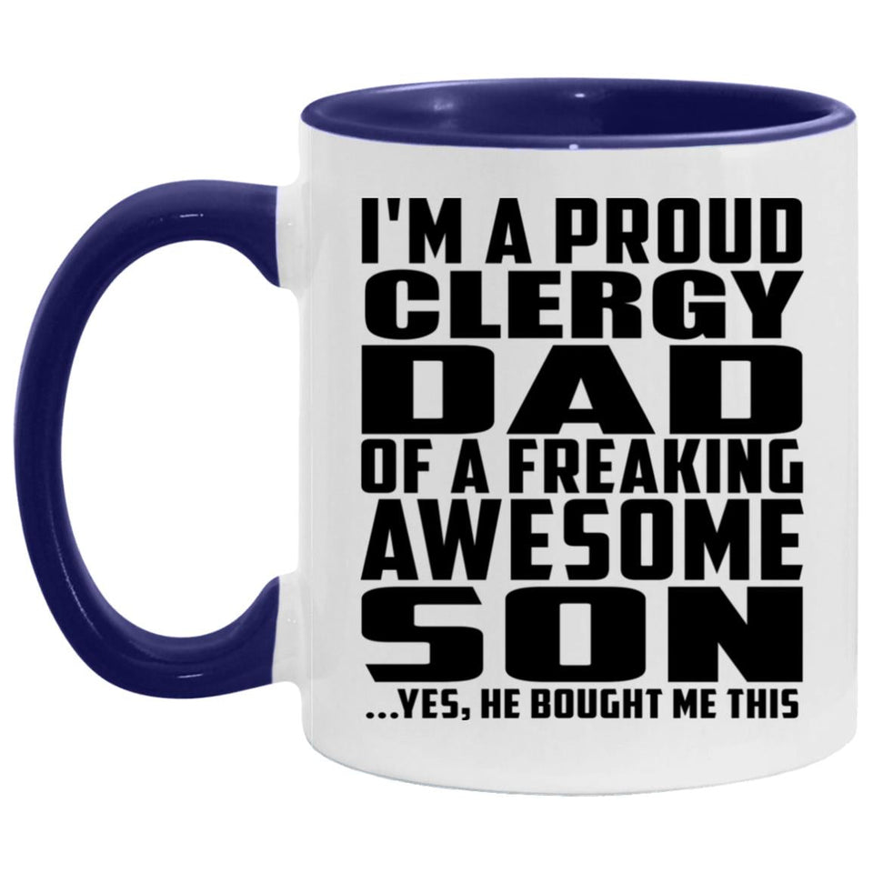 Proud Clergy Dad Of Awesome Son - 11oz Accent Mug Purple