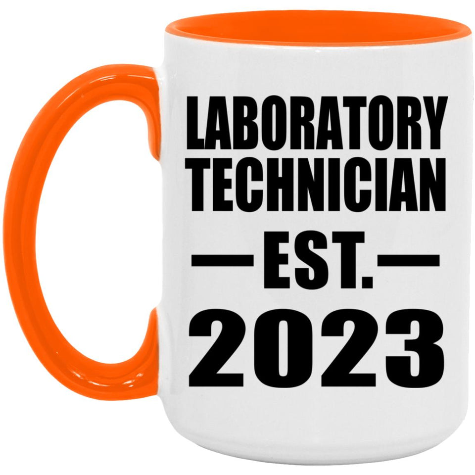 Laboratory Technician Established EST. 2023 - 15oz Accent Mug Orange