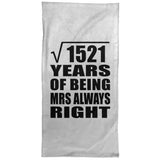 39th Anniversary Square Root of 1521 Years Mrs Always Right - Hand Towel