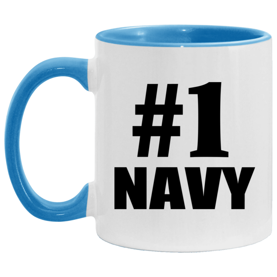 Number One #1 Navy - 11oz Accent Mug Blue