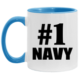 Number One #1 Navy - 11oz Accent Mug Blue