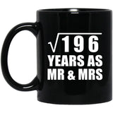 14th Anniversary Square Root of 196 Years As Mr & Mrs - 11oz Coffee Mug Black