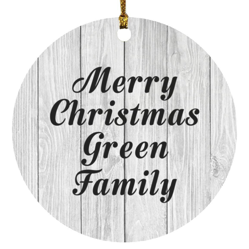 Merry Christmas Green Family - Circle Ornament F