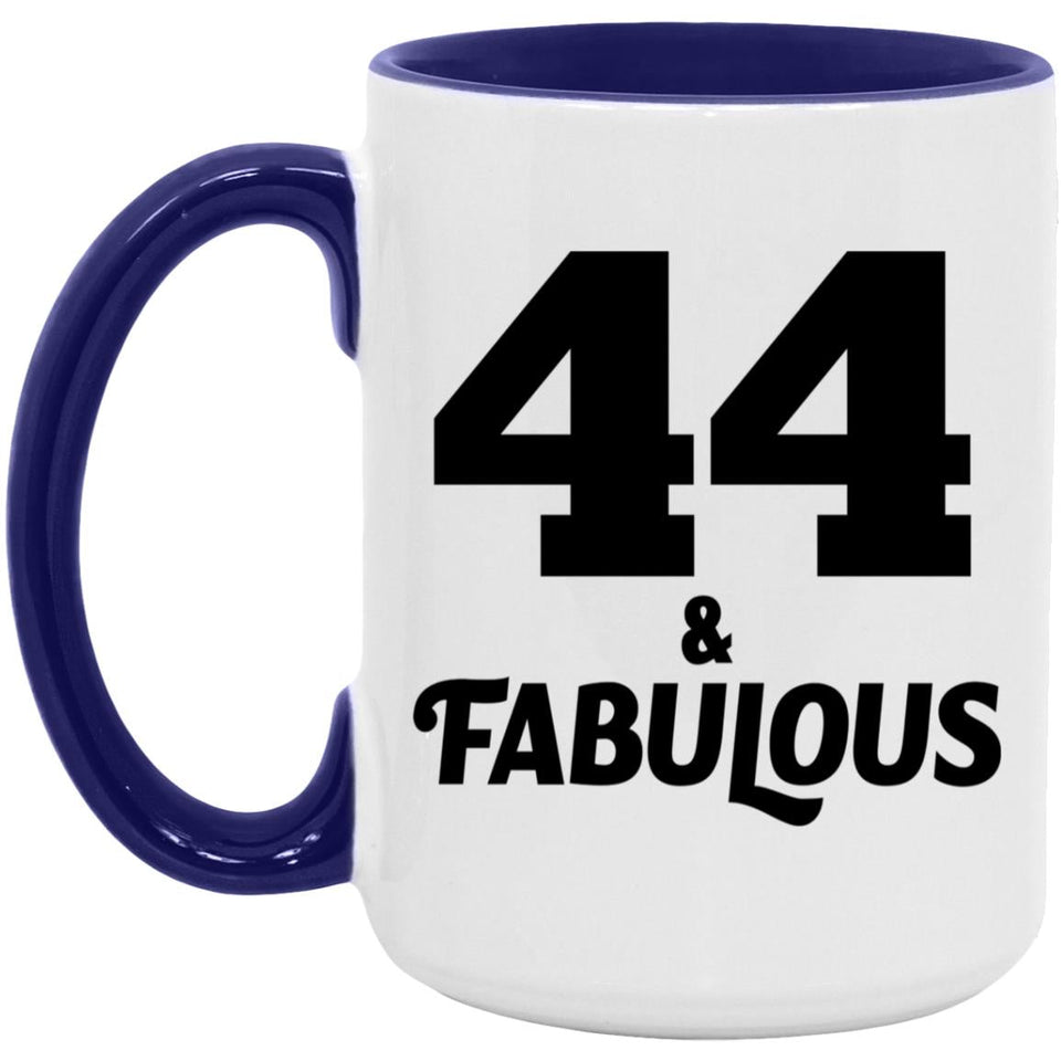 44th Birthday 44 & Fabulous - 15oz Accent Mug Purple