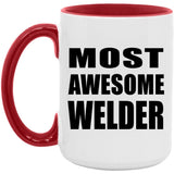 Most Awesome Welder - 15oz Accent Mug Red