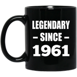 63rd Birthday Legendary Since 1961 - 11oz Coffee Mug Black