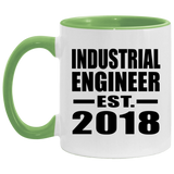 Industrial Engineer Established EST. 2018 - 11oz Accent Mug Green