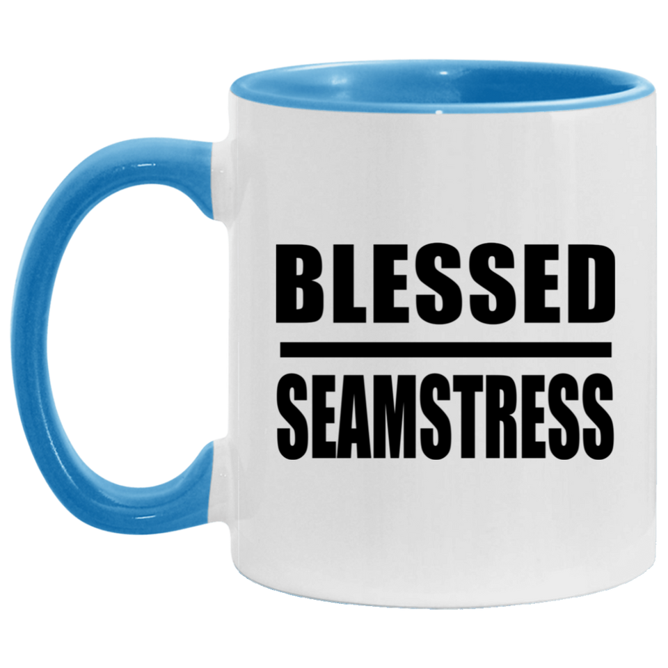 Blessed Seamstress - 11oz Accent Mug Blue