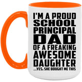 Proud School Principal Dad Of Awesome Daughter - 15oz Accent Mug Orange