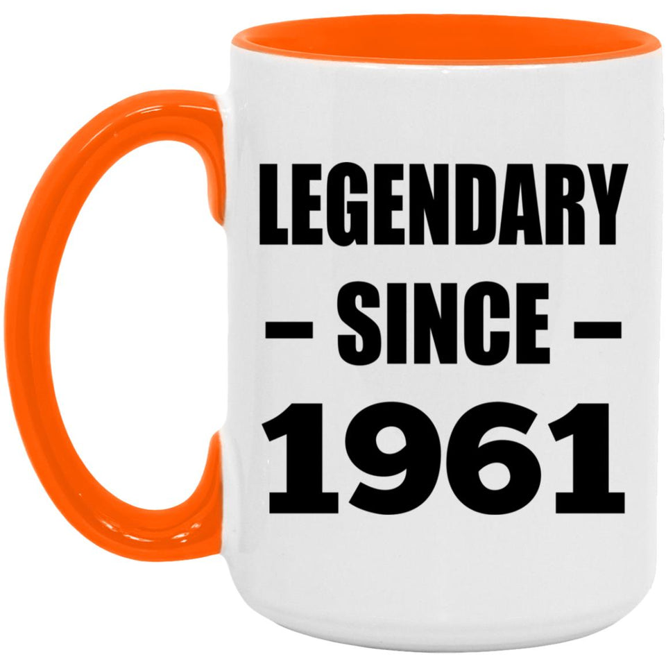 63rd Birthday Legendary Since 1961 - 15oz Accent Mug Orange