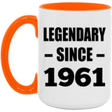 63rd Birthday Legendary Since 1961 - 15oz Accent Mug Orange