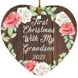 First Christmas With My Grandson 2021 - Heart Ornament A