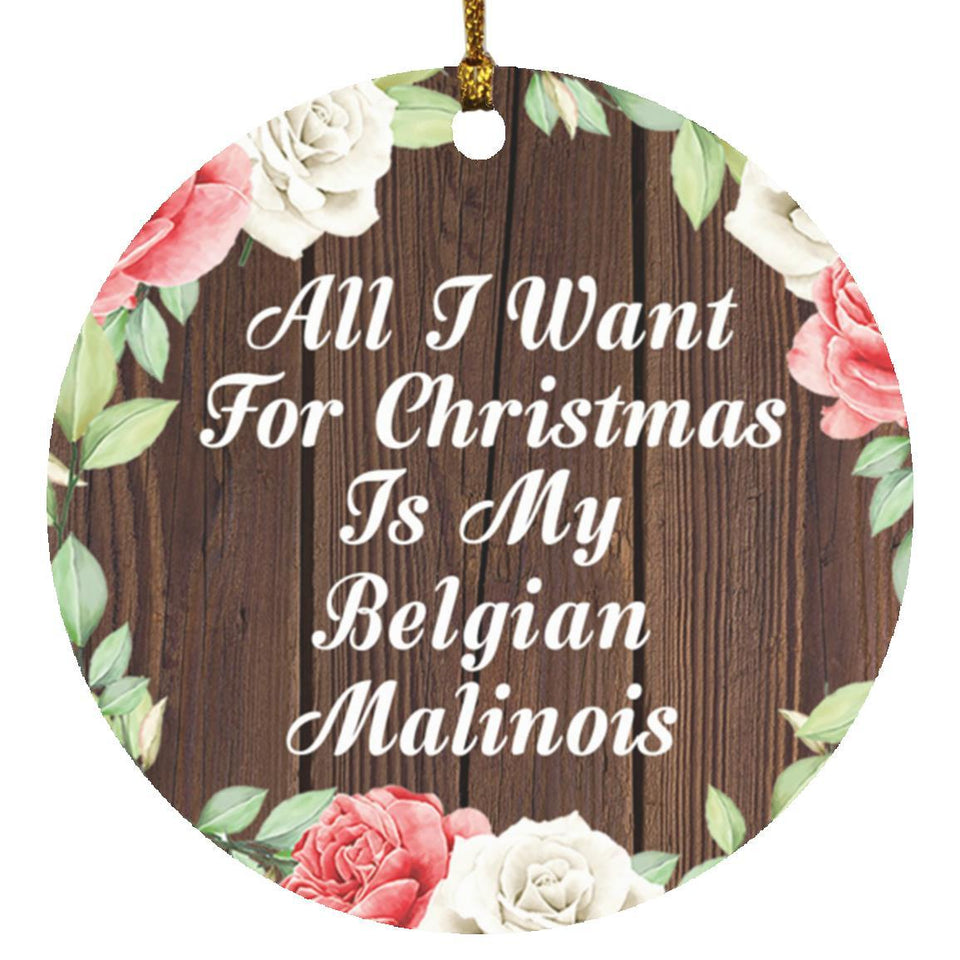 All I Want For Christmas Is My Belgian Malinois - Circle Ornament A