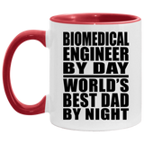 Biomedical Engineer By Day World's Best Dad By Night - 11oz Accent Mug Red
