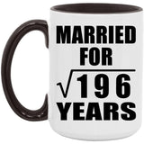 14th Anniversary Married For Square Root of 196 Years - 15oz Accent Mug Black