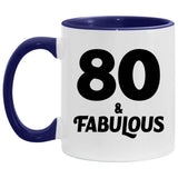 80th Birthday 80 & Fabulous - 11oz Accent Mug Purple