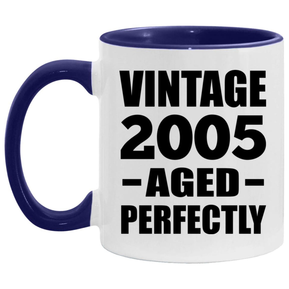 19th Birthday Vintage 2005 Aged Perfectly - 11oz Accent Mug Purple