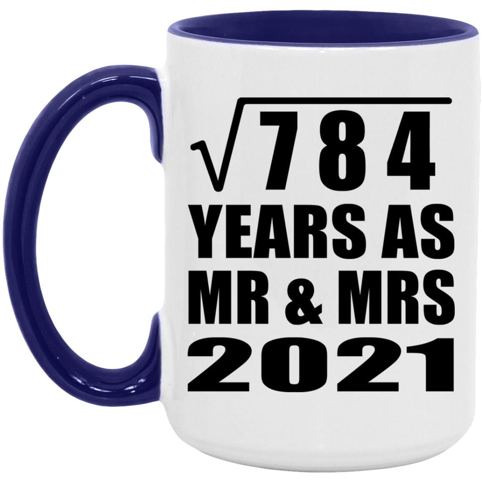 28th Anniversary Square Root of 784 Years As Mr & Mrs 2021 - 15oz Accent Mug Purple