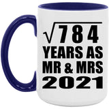 28th Anniversary Square Root of 784 Years As Mr & Mrs 2021 - 15oz Accent Mug Purple