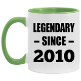 14th Birthday Legendary Since 2010 - 11oz Accent Mug Green
