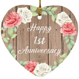 Happy 1st Anniversary - Heart Ornament B