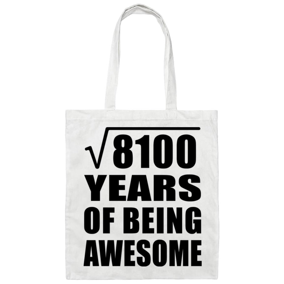 90th Birthday Square Root of 8100 Years of Being Awesome - Tote Bag White