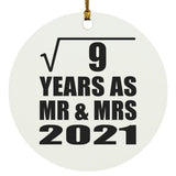 3rd Anniversary Square Root of 9 Years As Mr & Mrs 2021 - Circle Ornament