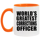 World's Greatest Corrections Officer - 11oz Accent Mug Orange