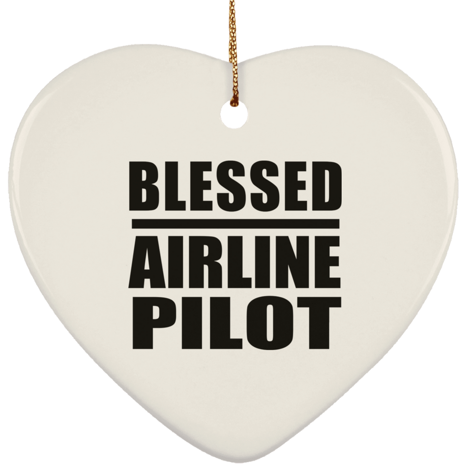 Blessed Airline Pilot - Heart Ornament