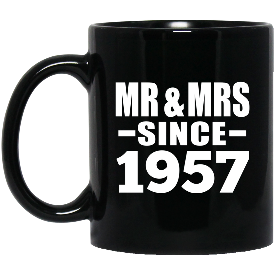 67th Anniversary Mr & Mrs Since 1957 - 11 Oz Coffee Mug Black