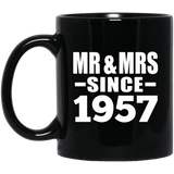 67th Anniversary Mr & Mrs Since 1957 - 11 Oz Coffee Mug Black